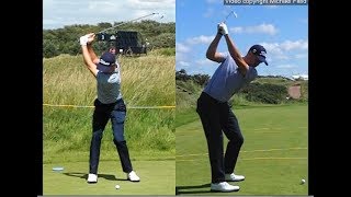 Justin Thomas golf swing  Long Iron faceon amp downtheline July 2017 [upl. by Aydni136]