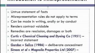 Misrepresentation Lecture 1 of 4 [upl. by Ikcim]